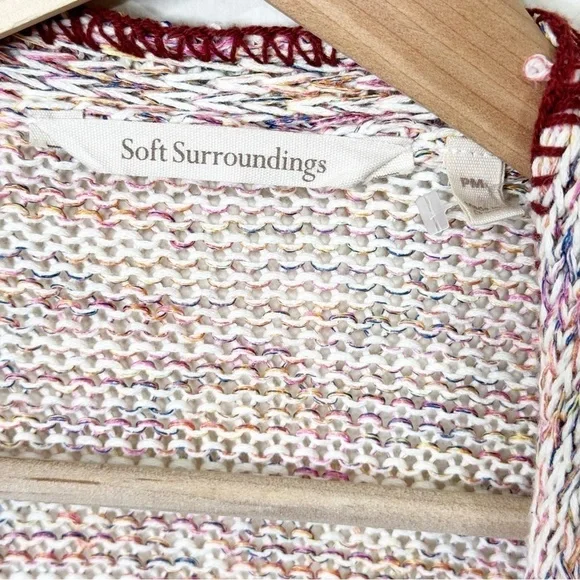 Soft Surroundings Multicolor Knit Embroidered Ochoa Open Cardigan Medium Petite - Picture 4 of 7